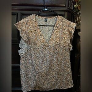 SHEIN Floral Ruffle Sleeve Blouse - Multicolor